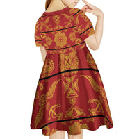 Lesotho Seanamarena Kharetsa Royal Red Kid Short Sleeve Dress Basotho Traditional Blanket Style - Wonder Print Shop