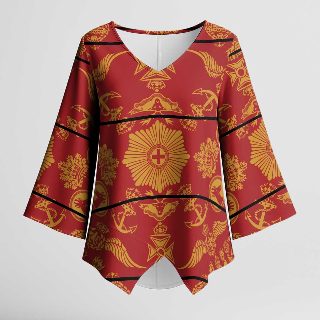 Lesotho Seanamarena Kharetsa Royal Red Kimono Sleeve Blouse Basotho Traditional Blanket Style - Wonder Print Shop