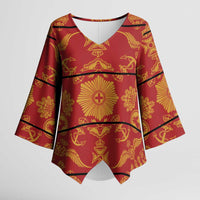 Lesotho Seanamarena Kharetsa Royal Red Kimono Sleeve Blouse Basotho Traditional Blanket Style - Wonder Print Shop