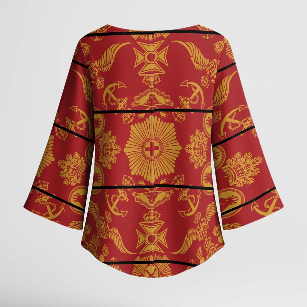 Lesotho Seanamarena Kharetsa Royal Red Kimono Sleeve Blouse Basotho Traditional Blanket Style - Wonder Print Shop