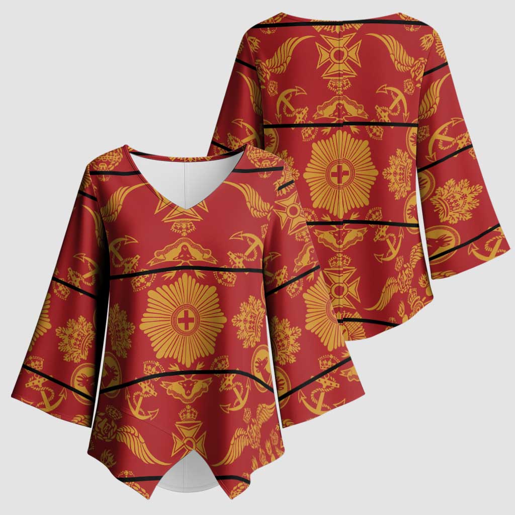 Lesotho Seanamarena Kharetsa Royal Red Kimono Sleeve Blouse Basotho Traditional Blanket Style - Wonder Print Shop