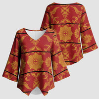 Lesotho Seanamarena Kharetsa Royal Red Kimono Sleeve Blouse Basotho Traditional Blanket Style - Wonder Print Shop