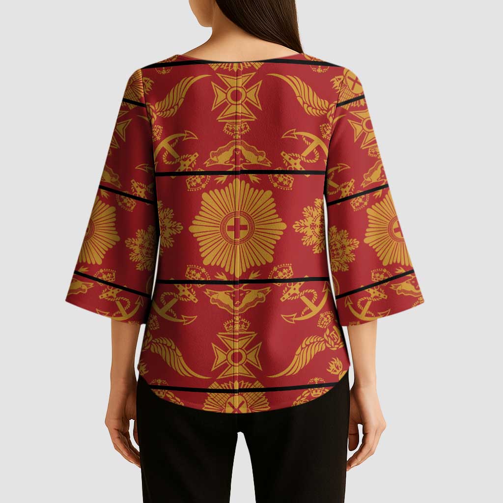 Lesotho Seanamarena Kharetsa Royal Red Kimono Sleeve Blouse Basotho Traditional Blanket Style - Wonder Print Shop