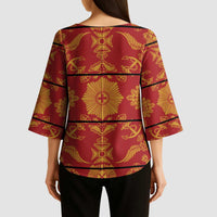 Lesotho Seanamarena Kharetsa Royal Red Kimono Sleeve Blouse Basotho Traditional Blanket Style - Wonder Print Shop