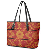 Lesotho Seanamarena Kharetsa Royal Red Leather Tote Bag Basotho Traditional Blanket Style - Wonder Print Shop