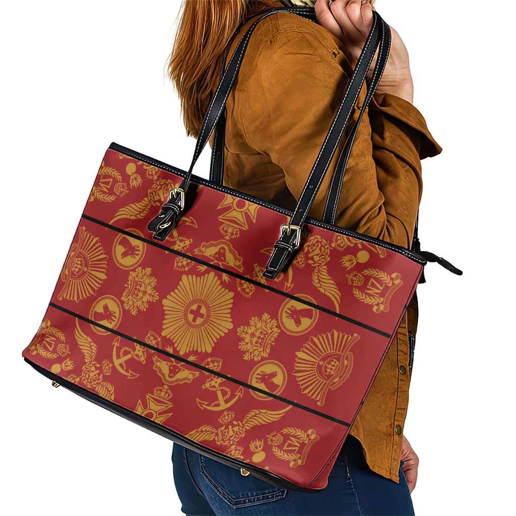 Lesotho Seanamarena Kharetsa Royal Red Leather Tote Bag Basotho Traditional Blanket Style - Wonder Print Shop
