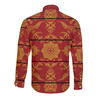 Lesotho Seanamarena Kharetsa Royal Red Long Sleeve Button Shirt Basotho Traditional Blanket Style - Wonder Print Shop
