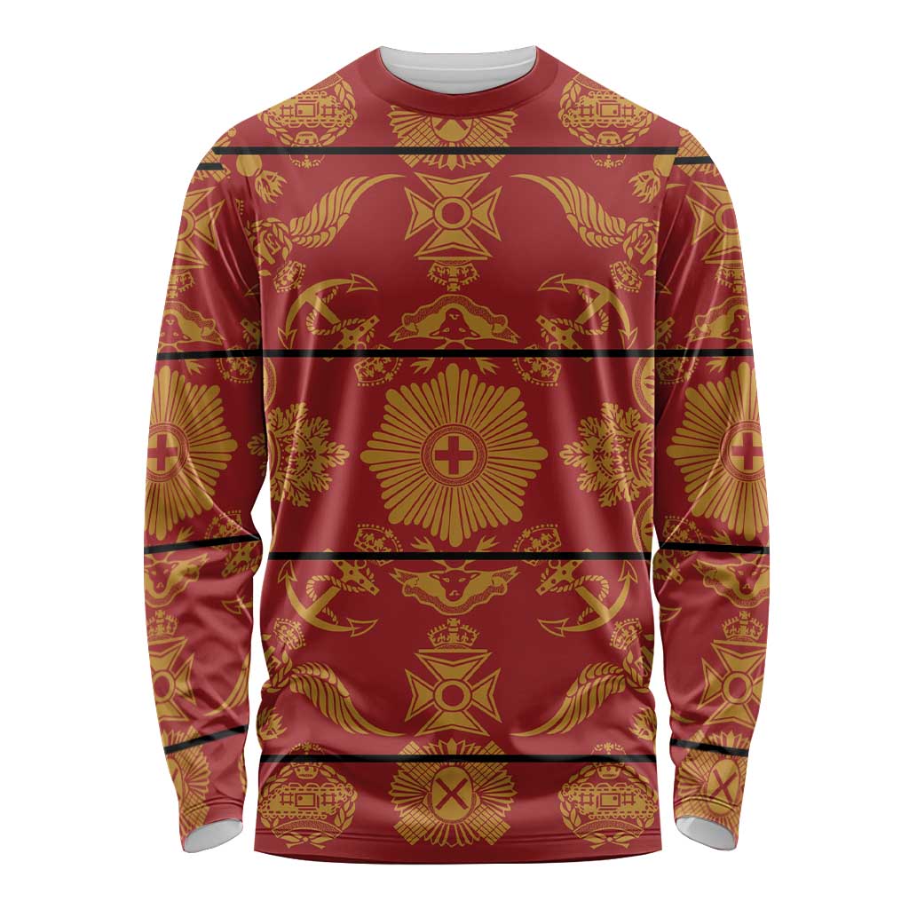 Lesotho Seanamarena Kharetsa Royal Red Long Sleeve Shirt Basotho Traditional Blanket Style - Wonder Print Shop