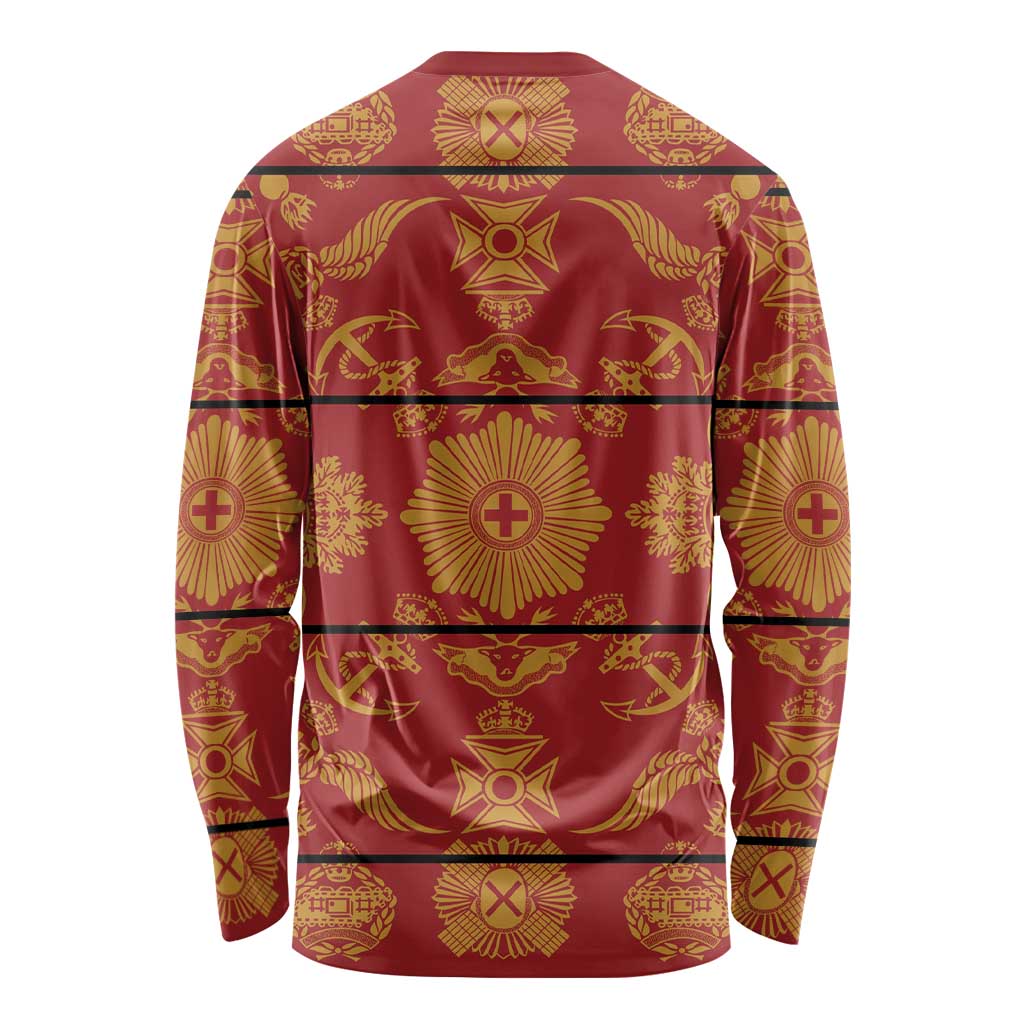 Lesotho Seanamarena Kharetsa Royal Red Long Sleeve Shirt Basotho Traditional Blanket Style - Wonder Print Shop
