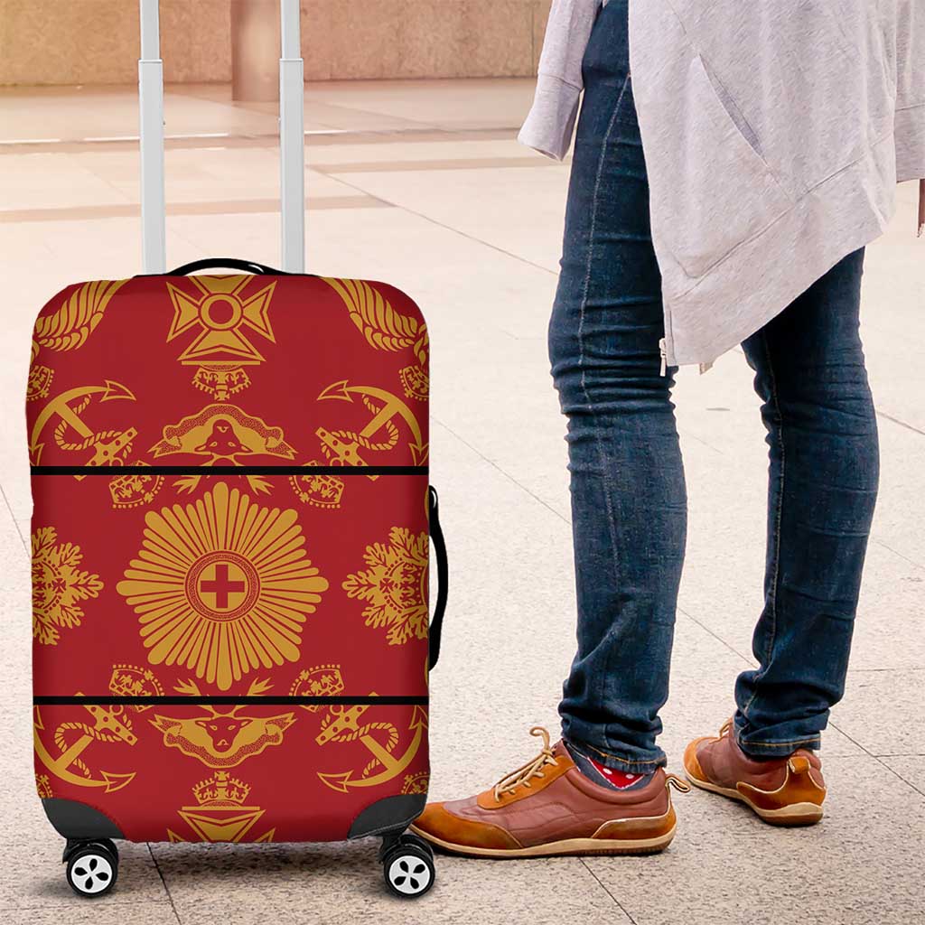 Lesotho Seanamarena Kharetsa Royal Red Luggage Cover Basotho Traditional Blanket Style - Wonder Print Shop