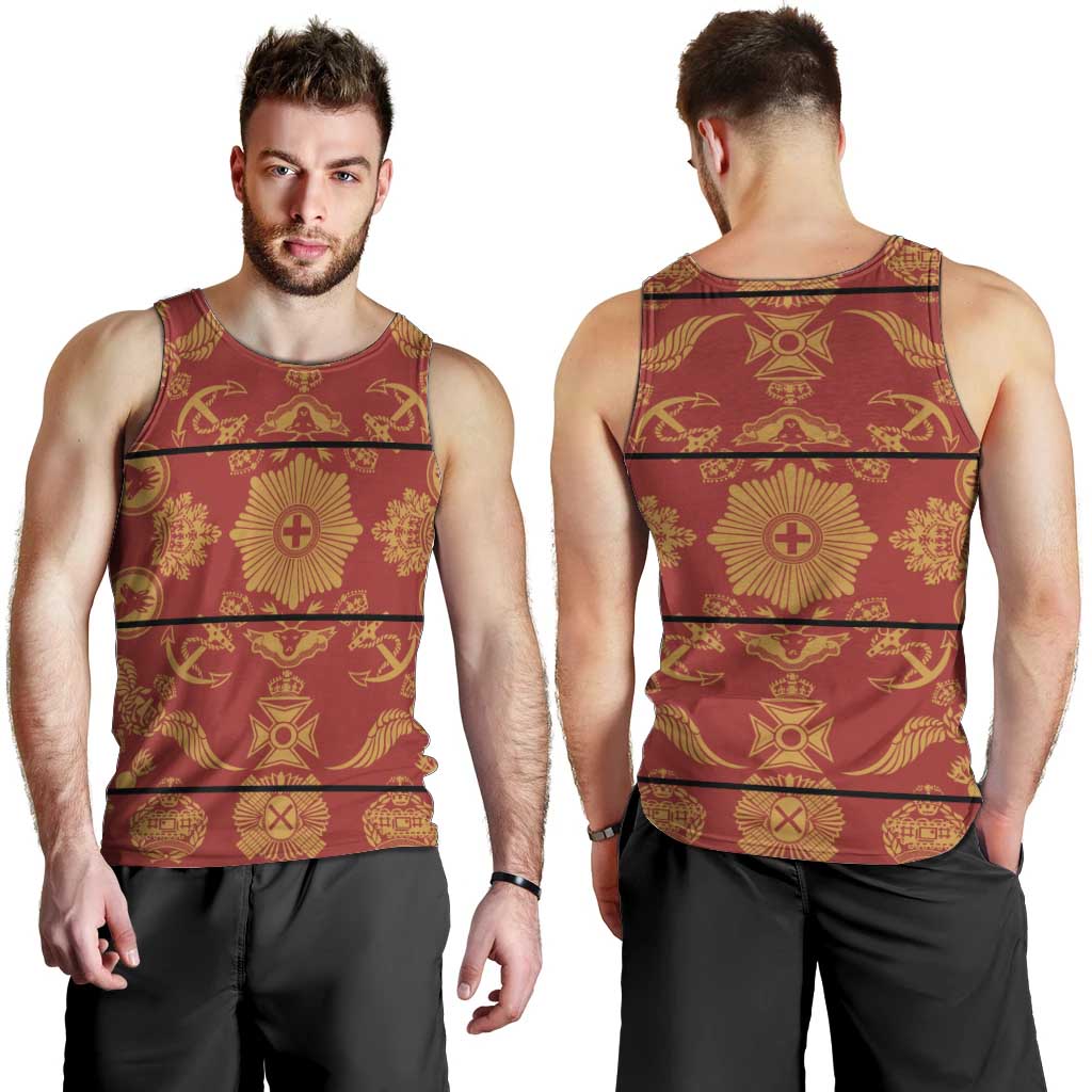 Lesotho Seanamarena Kharetsa Royal Red Men Tank Top Basotho Traditional Blanket Style - Wonder Print Shop