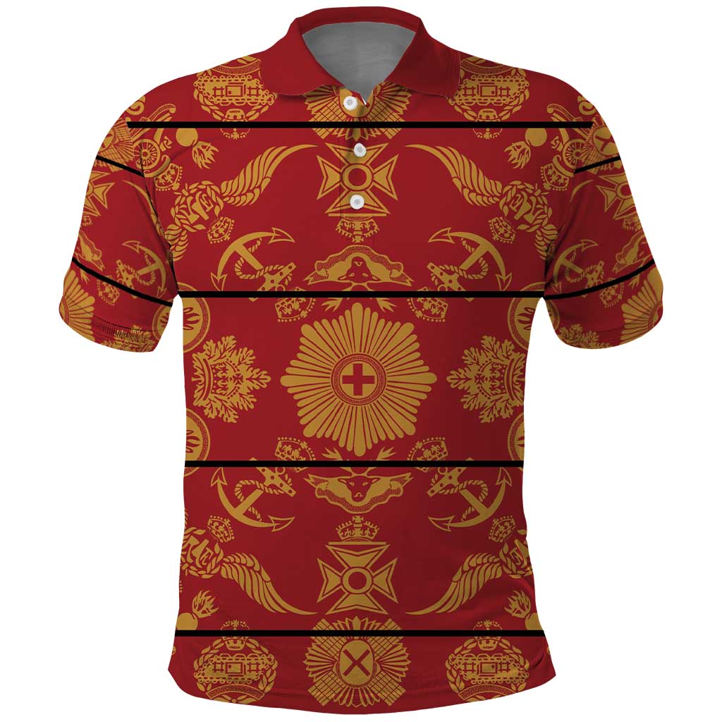 Lesotho Seanamarena Kharetsa Royal Red Polo Shirt Basotho Traditional Blanket Style - Wonder Print Shop