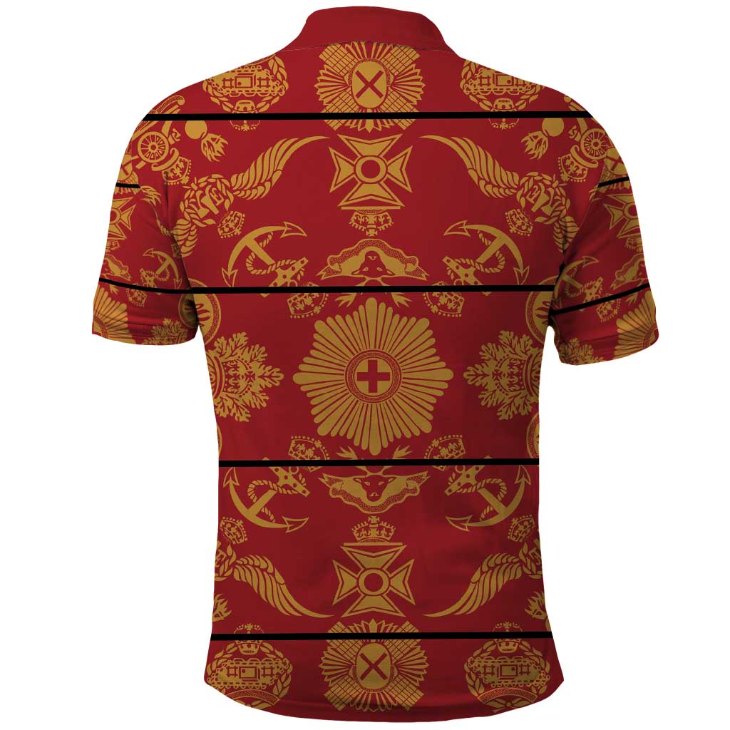 Lesotho Seanamarena Kharetsa Royal Red Polo Shirt Basotho Traditional Blanket Style - Wonder Print Shop