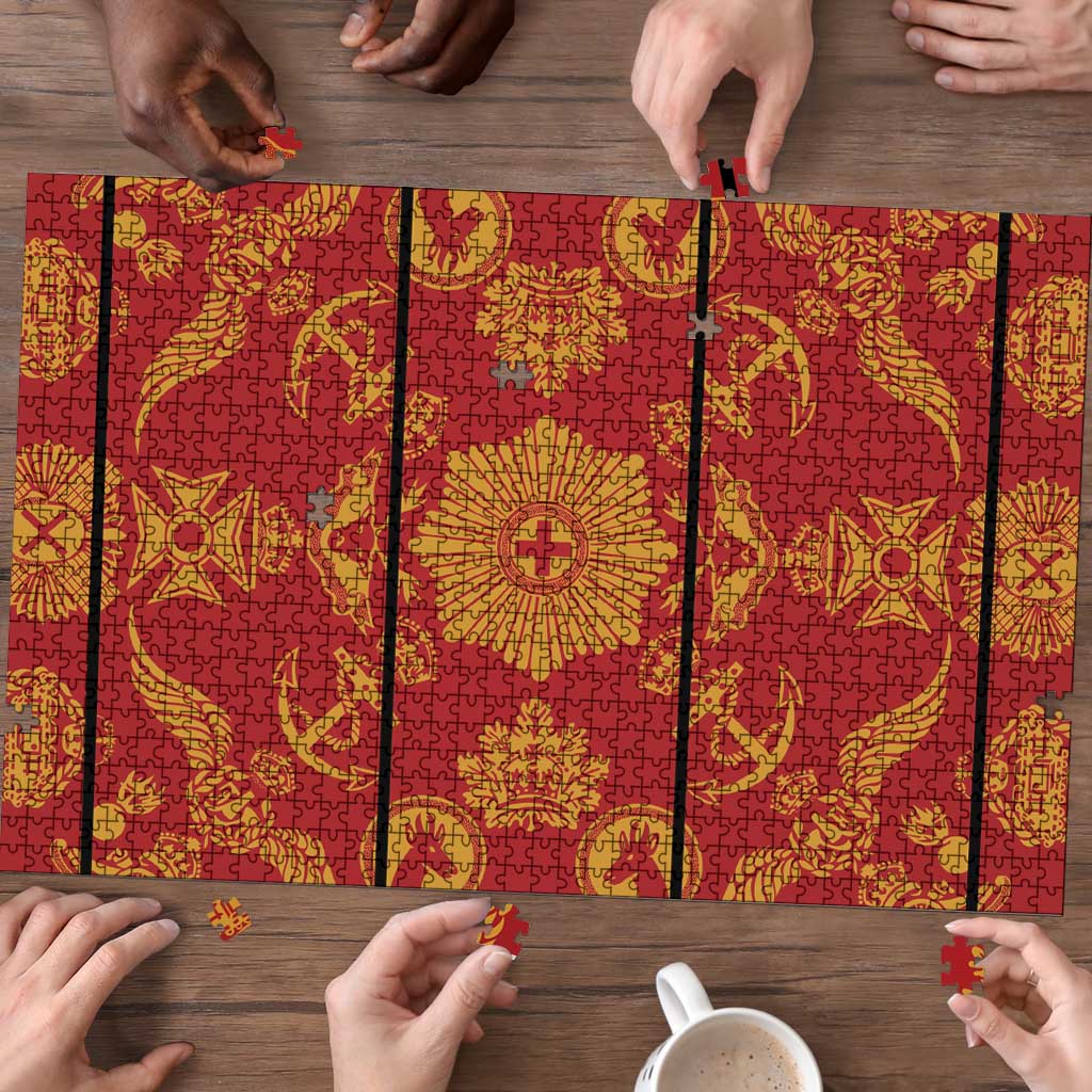 Lesotho Seanamarena Kharetsa Royal Red Puzzle Basotho Traditional Blanket Style LT15