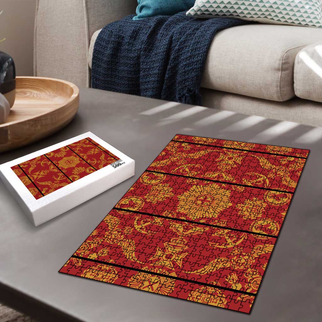 Lesotho Seanamarena Kharetsa Royal Red Puzzle Basotho Traditional Blanket Style LT15