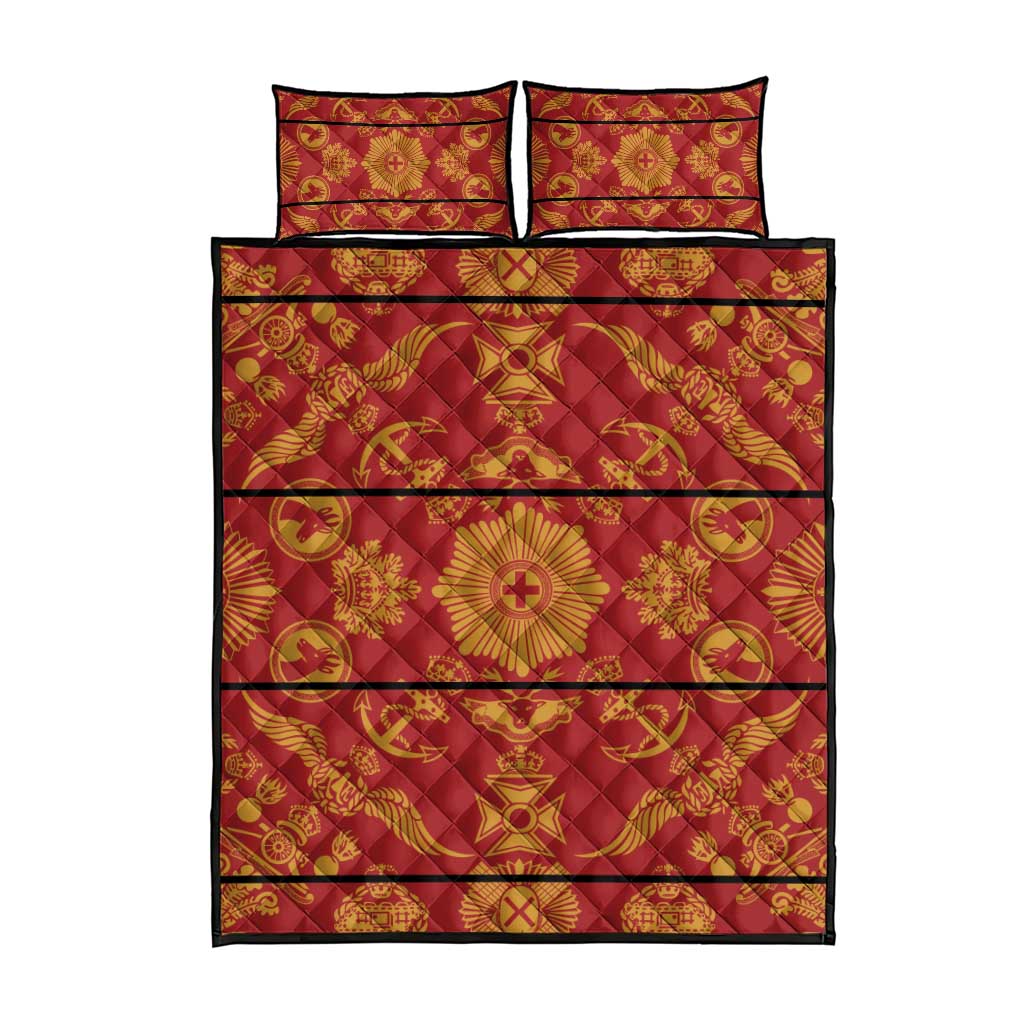 Lesotho Seanamarena Kharetsa Royal Red Quilt Bed Set Basotho Traditional Blanket Style - Wonder Print Shop
