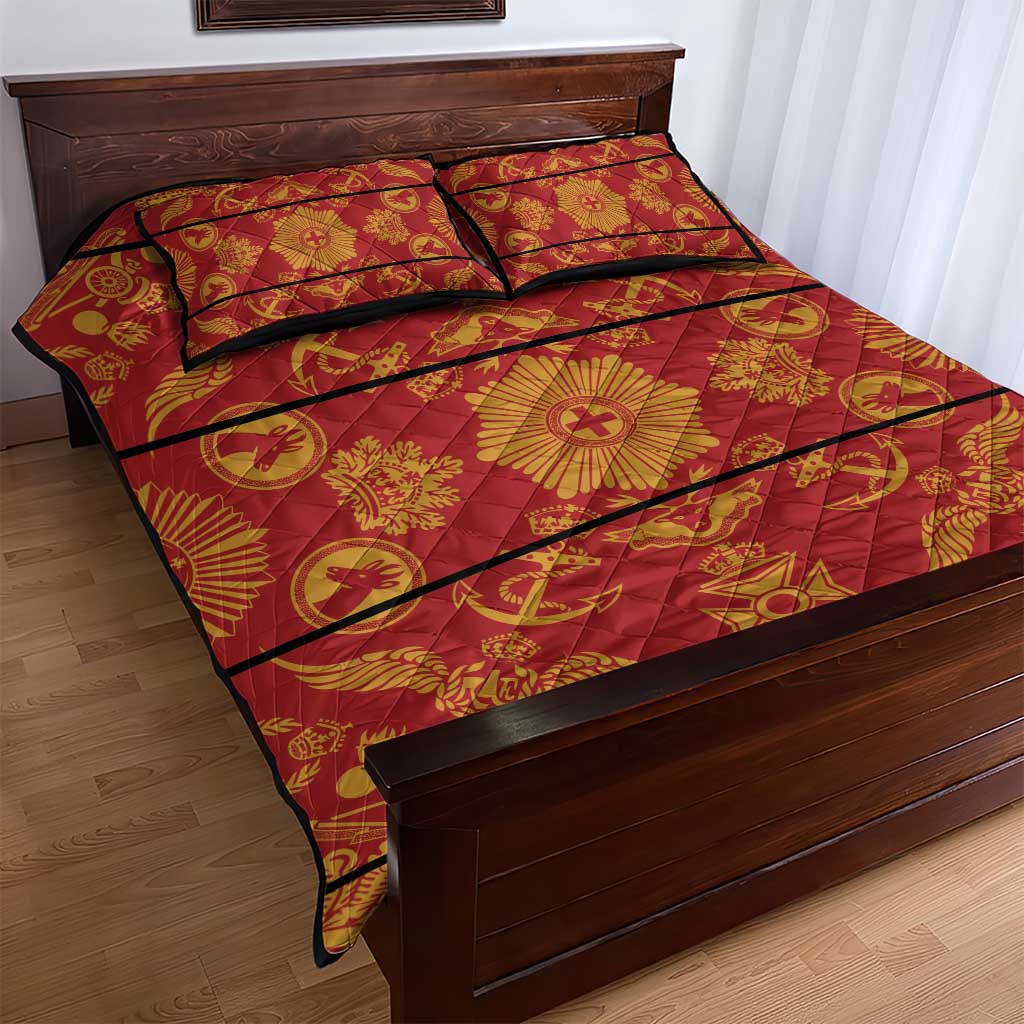 Lesotho Seanamarena Kharetsa Royal Red Quilt Bed Set Basotho Traditional Blanket Style - Wonder Print Shop