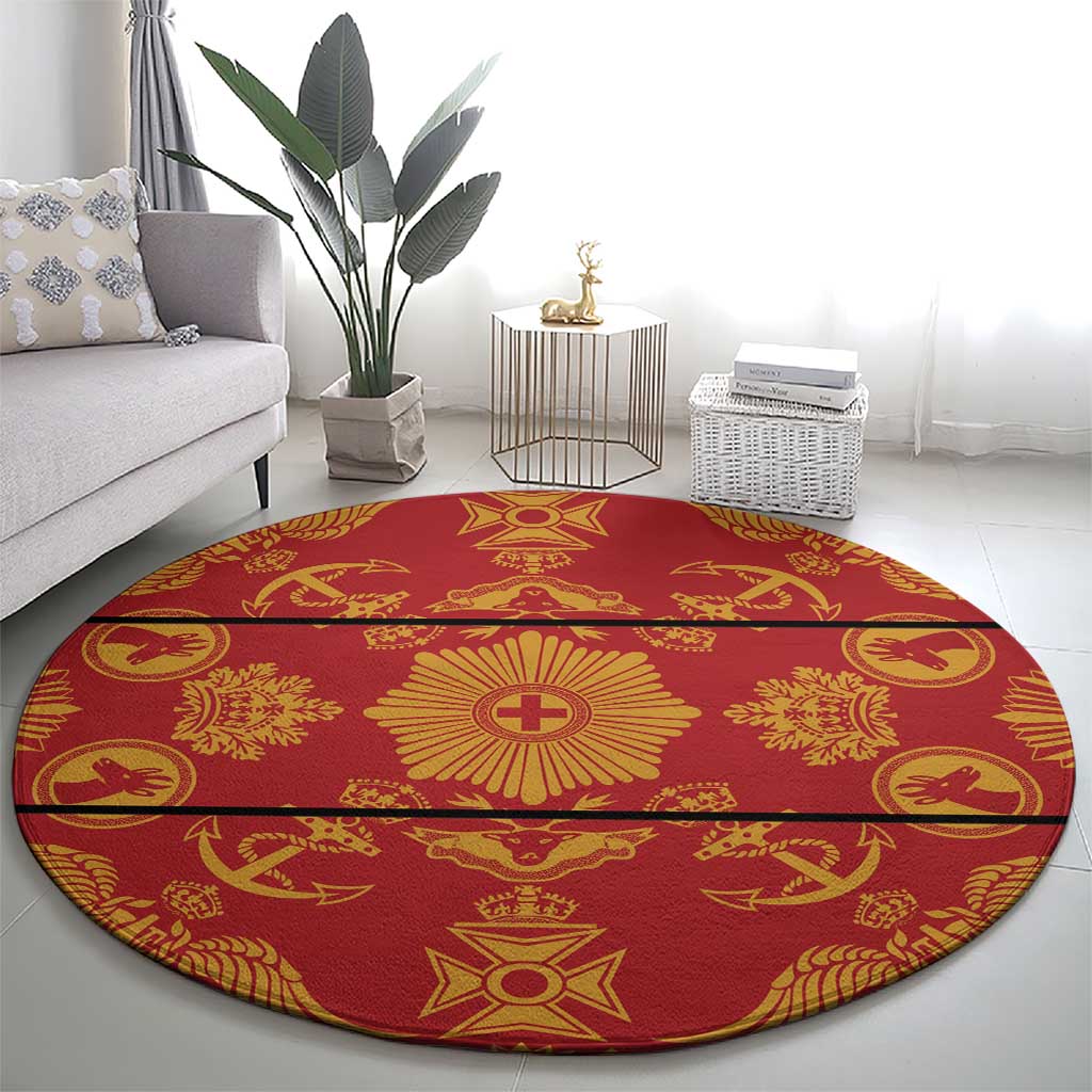 Lesotho Seanamarena Kharetsa Royal Red Round Carpet Basotho Traditional Blanket Style - Wonder Print Shop
