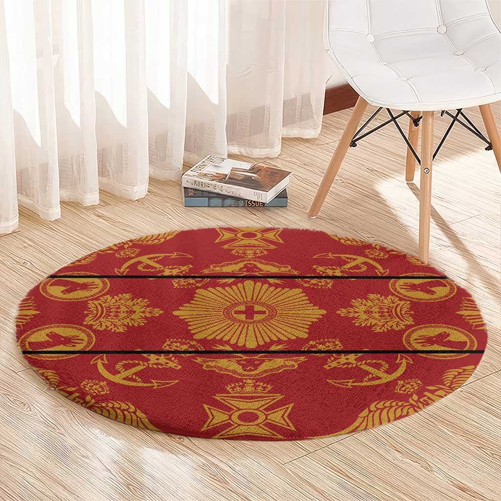 Lesotho Seanamarena Kharetsa Royal Red Round Carpet Basotho Traditional Blanket Style - Wonder Print Shop
