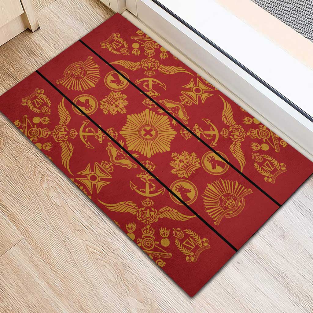 Lesotho Seanamarena Kharetsa Royal Red Rubber Doormat Basotho Traditional Blanket Style - Wonder Print Shop