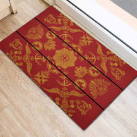 Lesotho Seanamarena Kharetsa Royal Red Rubber Doormat Basotho Traditional Blanket Style - Wonder Print Shop