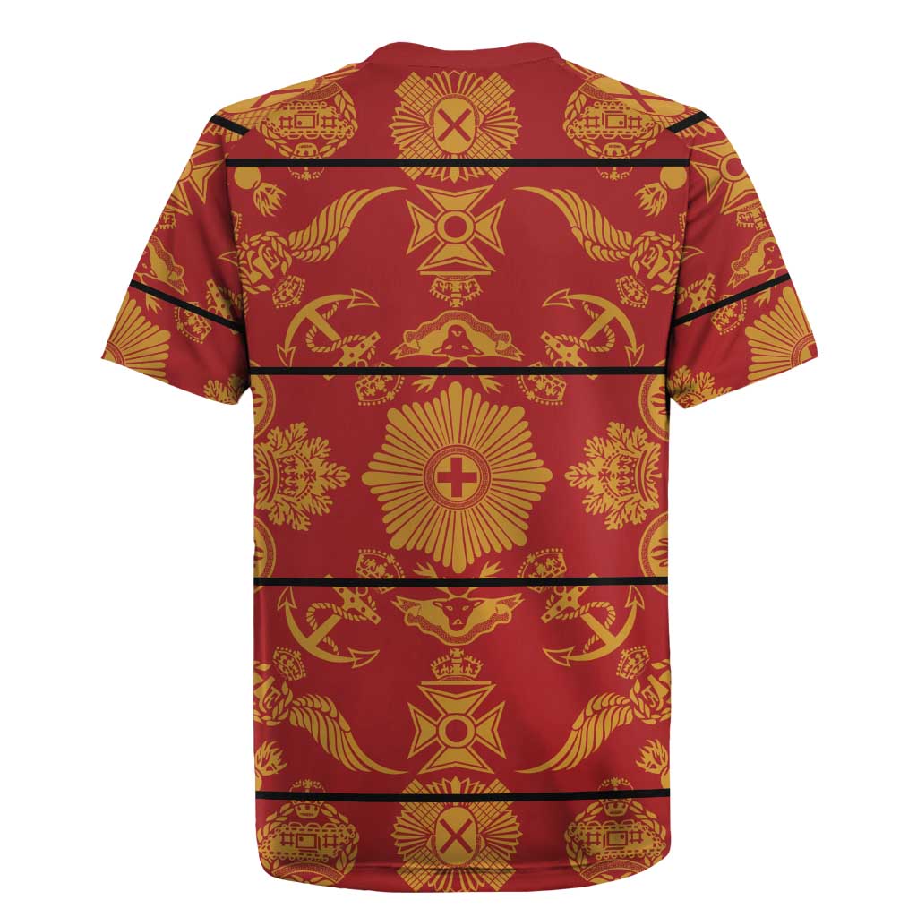 Lesotho Seanamarena Kharetsa Royal Red Rugby Jersey Basotho Traditional Blanket Style - Wonder Print Shop