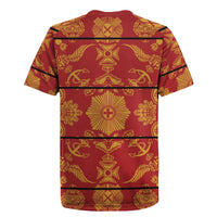 Lesotho Seanamarena Kharetsa Royal Red Rugby Jersey Basotho Traditional Blanket Style - Wonder Print Shop