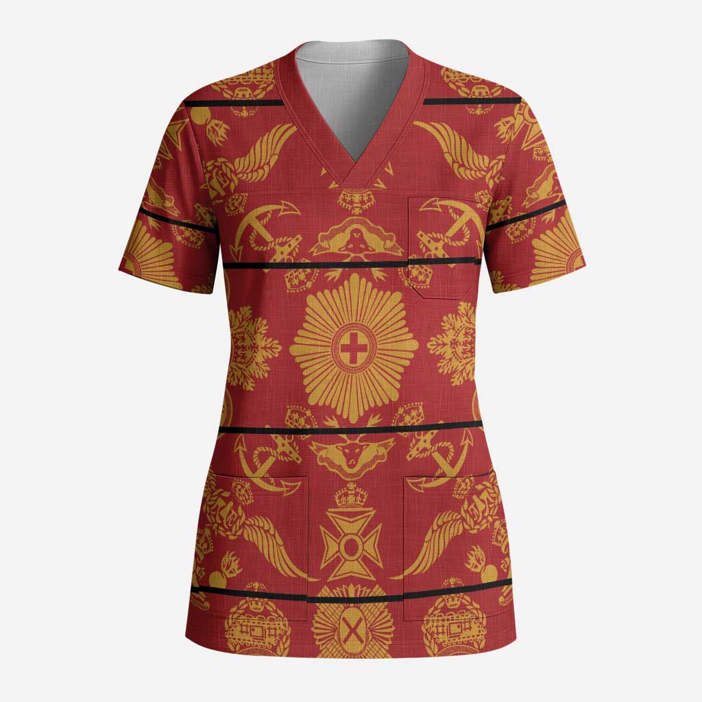 Lesotho Seanamarena Kharetsa Royal Red Scrub Top Basotho Traditional Blanket Style - Wonder Print Shop