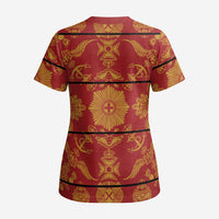 Lesotho Seanamarena Kharetsa Royal Red Scrub Top Basotho Traditional Blanket Style - Wonder Print Shop