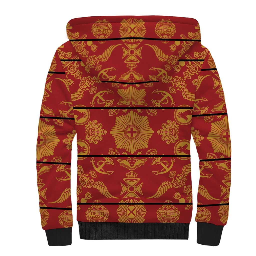 Lesotho Seanamarena Kharetsa Royal Red Sherpa Hoodie Basotho Traditional Blanket Style - Wonder Print Shop