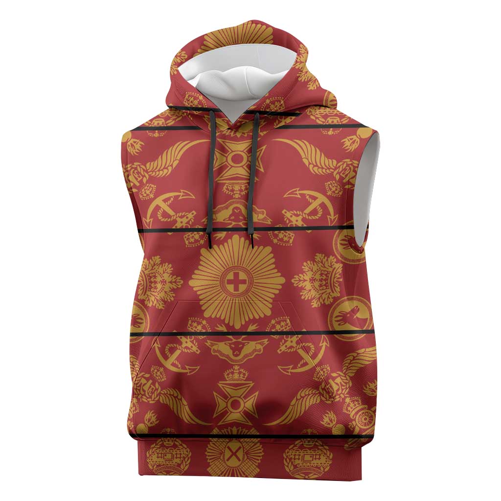 Lesotho Seanamarena Kharetsa Royal Red Sleeveless Hoodie Basotho Traditional Blanket Style - Wonder Print Shop