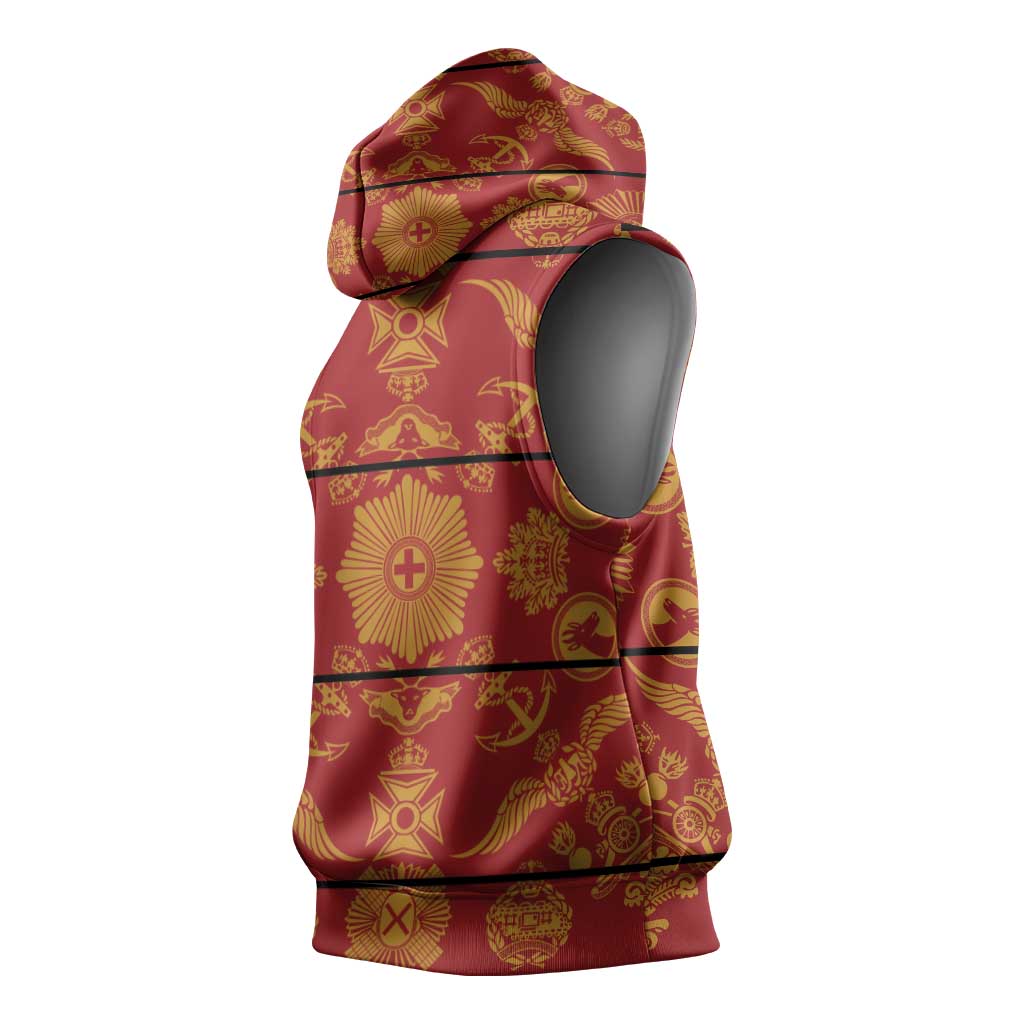 Lesotho Seanamarena Kharetsa Royal Red Sleeveless Hoodie Basotho Traditional Blanket Style - Wonder Print Shop
