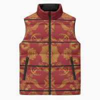 Lesotho Seanamarena Kharetsa Royal Red Sleeveless Puffer Jacket Basotho Traditional Blanket Style - Wonder Print Shop