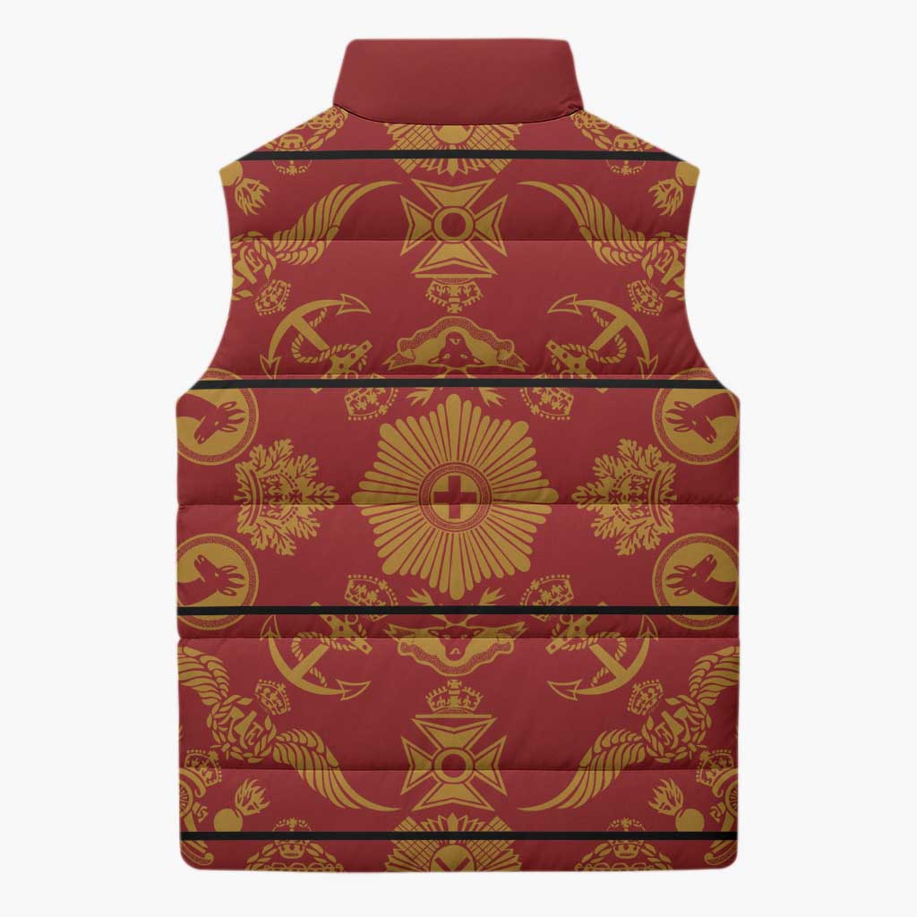 Lesotho Seanamarena Kharetsa Royal Red Sleeveless Puffer Jacket Basotho Traditional Blanket Style - Wonder Print Shop