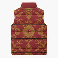Lesotho Seanamarena Kharetsa Royal Red Sleeveless Puffer Jacket Basotho Traditional Blanket Style - Wonder Print Shop