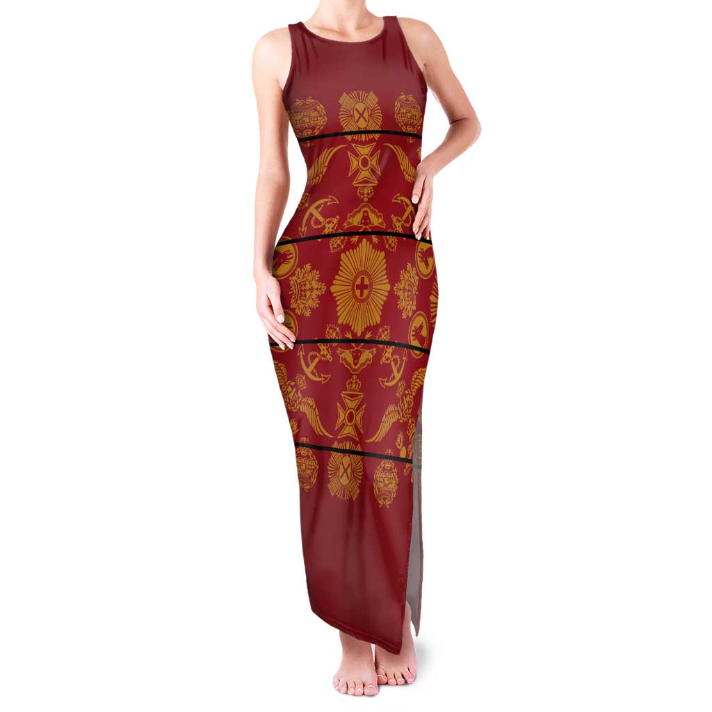 Lesotho Seanamarena Kharetsa Royal Red Tank Maxi Dress Basotho Traditional Blanket Style - Wonder Print Shop