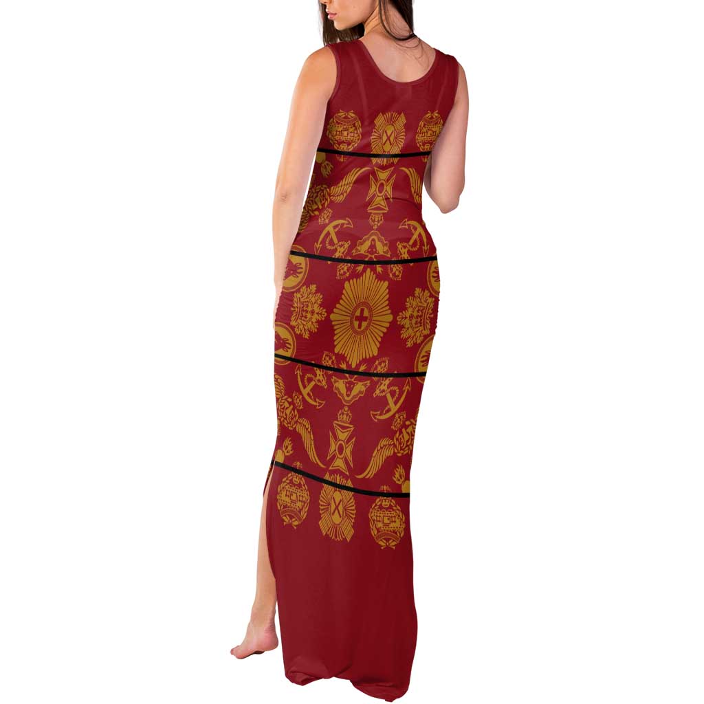 Lesotho Seanamarena Kharetsa Royal Red Tank Maxi Dress Basotho Traditional Blanket Style - Wonder Print Shop