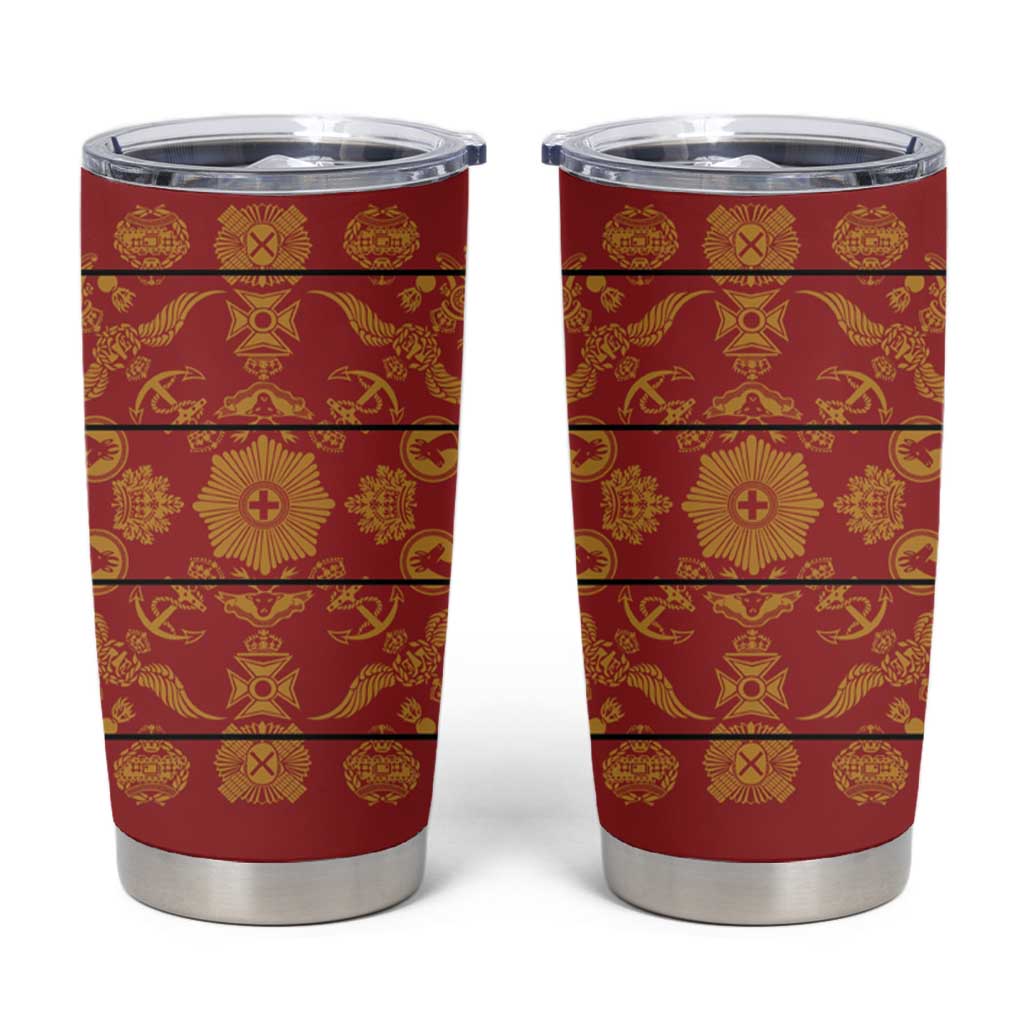 Lesotho Seanamarena Kharetsa Royal Red Tumbler Cup Basotho Traditional Blanket Style - Wonder Print Shop