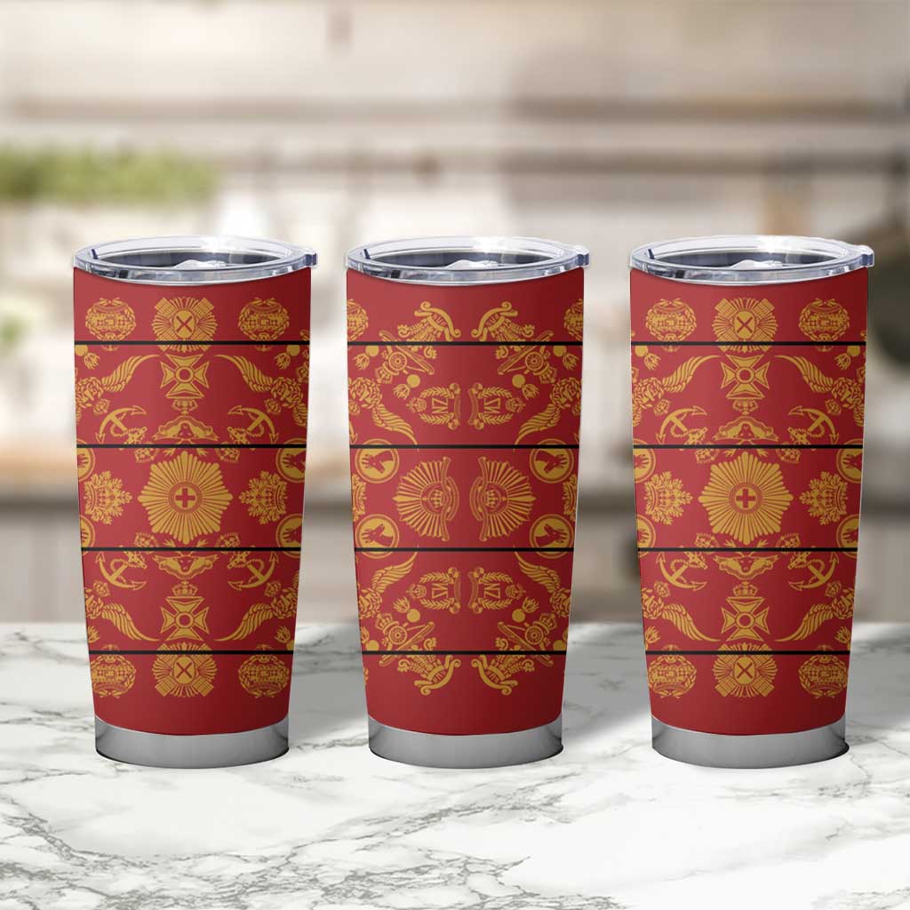Lesotho Seanamarena Kharetsa Royal Red Tumbler Cup Basotho Traditional Blanket Style - Wonder Print Shop