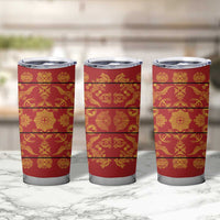 Lesotho Seanamarena Kharetsa Royal Red Tumbler Cup Basotho Traditional Blanket Style - Wonder Print Shop