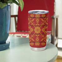 Lesotho Seanamarena Kharetsa Royal Red Tumbler Cup Basotho Traditional Blanket Style - Wonder Print Shop