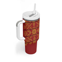 Lesotho Seanamarena Kharetsa Royal Red Tumbler With Handle Basotho Traditional Blanket Style - Wonder Print Shop