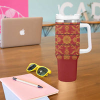 Lesotho Seanamarena Kharetsa Royal Red Tumbler With Handle Basotho Traditional Blanket Style - Wonder Print Shop