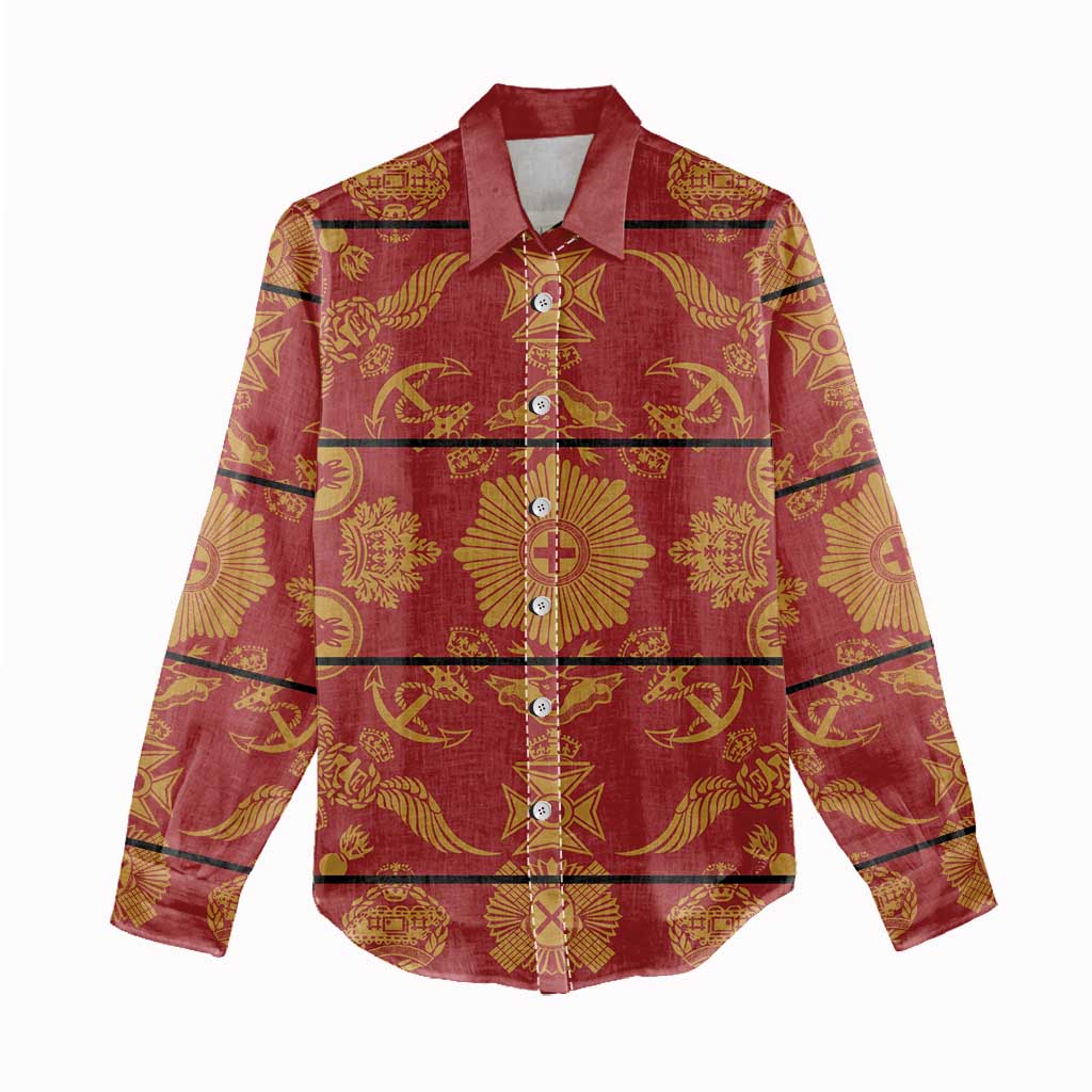 Lesotho Seanamarena Kharetsa Royal Red Women Casual Shirt Basotho Traditional Blanket Style - Wonder Print Shop
