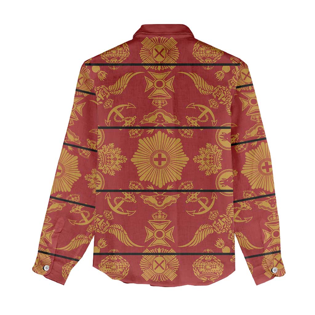 Lesotho Seanamarena Kharetsa Royal Red Women Casual Shirt Basotho Traditional Blanket Style - Wonder Print Shop