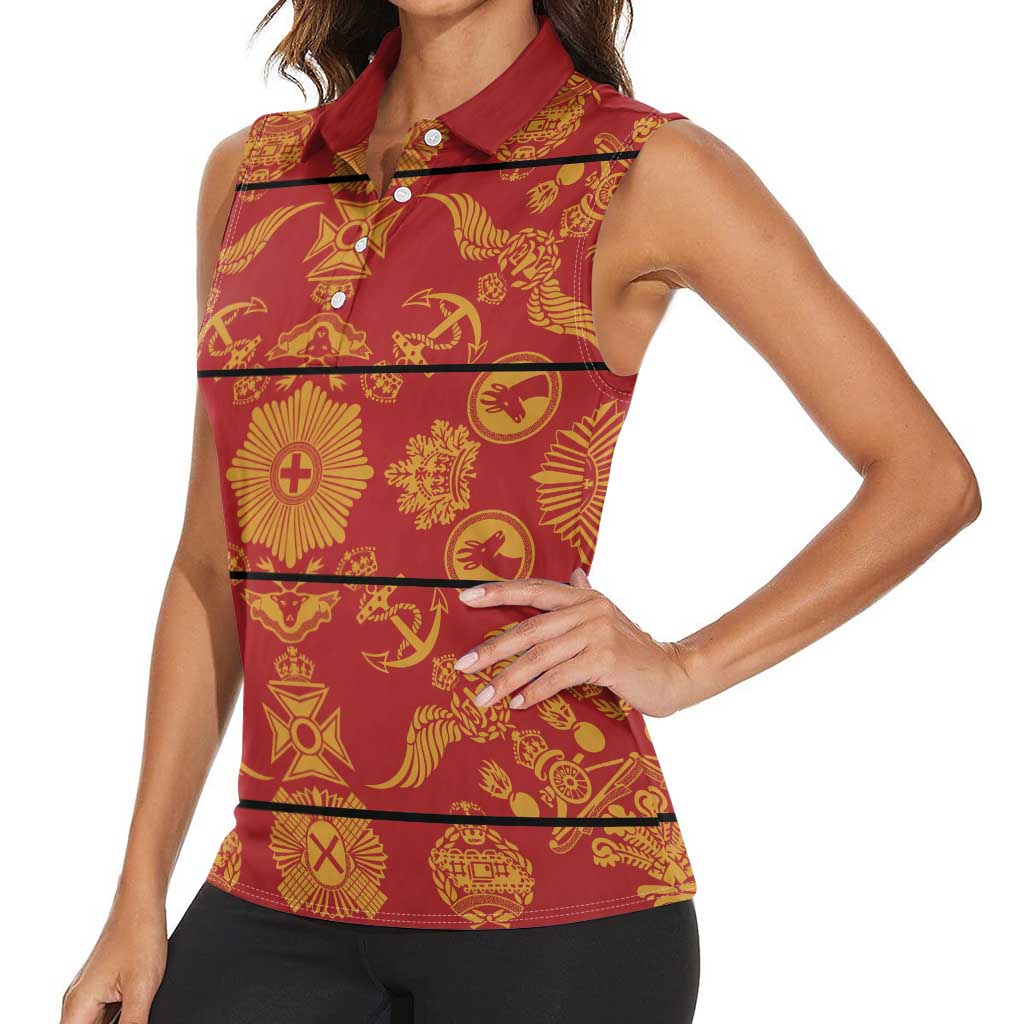 Lesotho Seanamarena Kharetsa Royal Red Women Sleeveless Polo Shirt Basotho Traditional Blanket Style - Wonder Print Shop