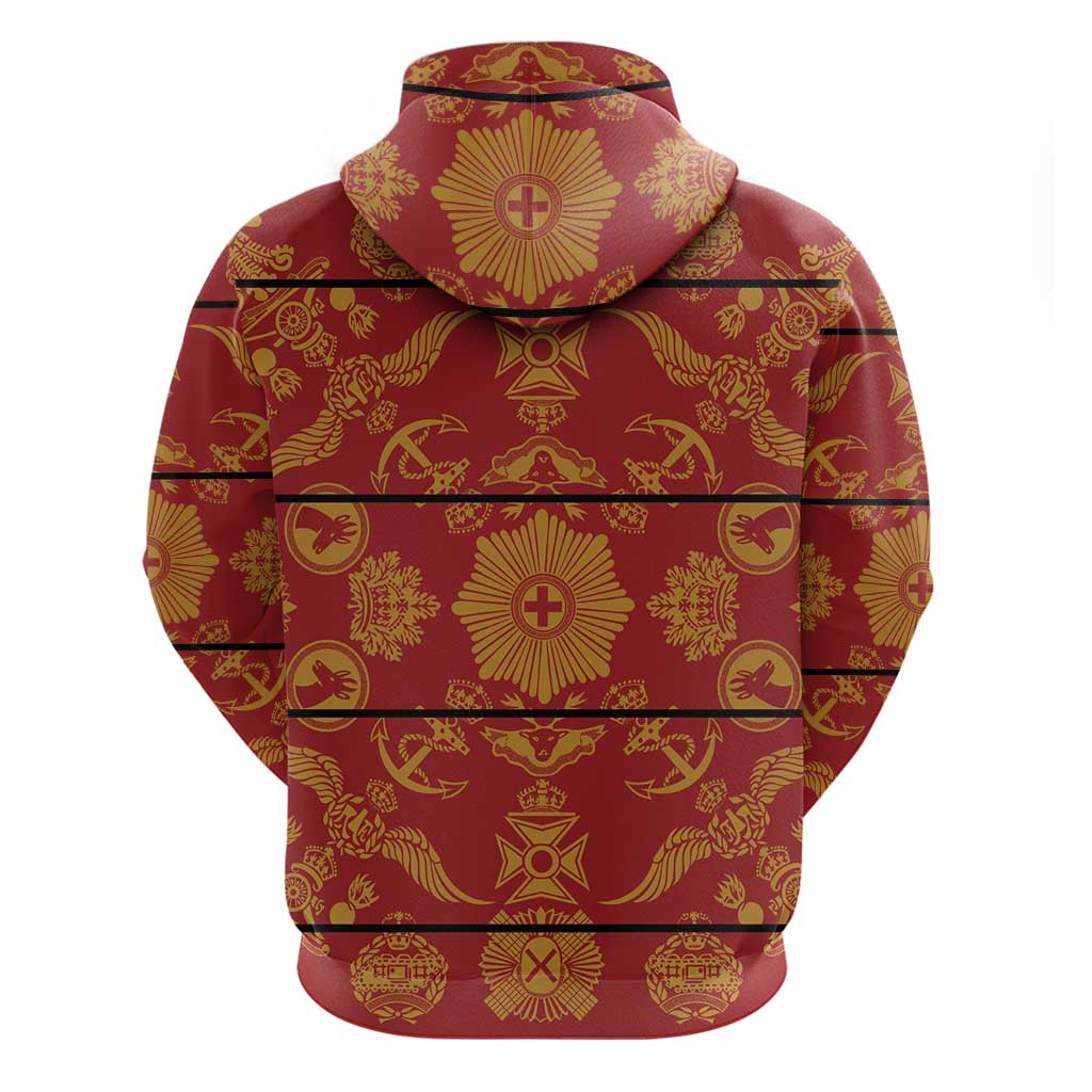 Lesotho Seanamarena Kharetsa Royal Red Zip Hoodie Basotho Traditional Blanket Style - Wonder Print Shop