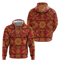 Lesotho Seanamarena Kharetsa Royal Red Zip Hoodie Basotho Traditional Blanket Style - Wonder Print Shop