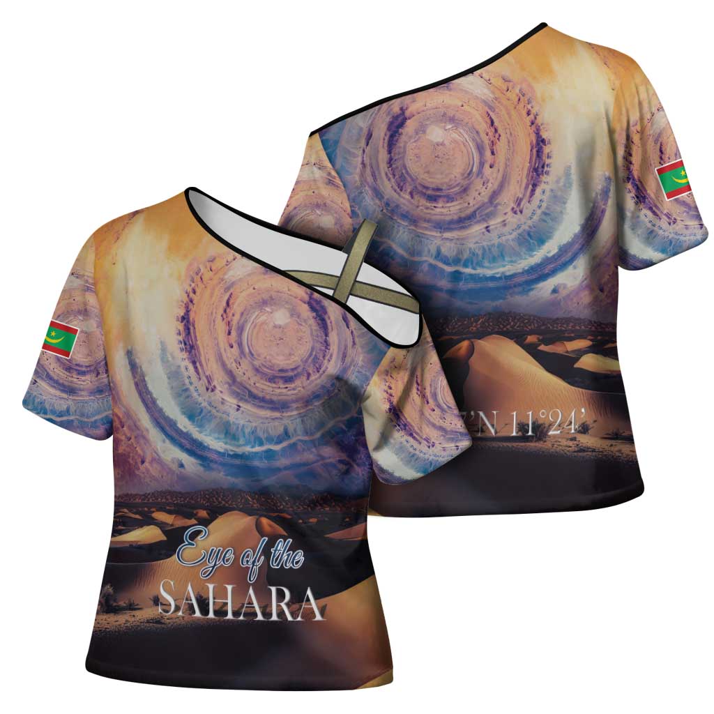 Mauritania Richat Structure Cross Shoulder Shirt Eyes of the Sahara - Wonder Print Shop