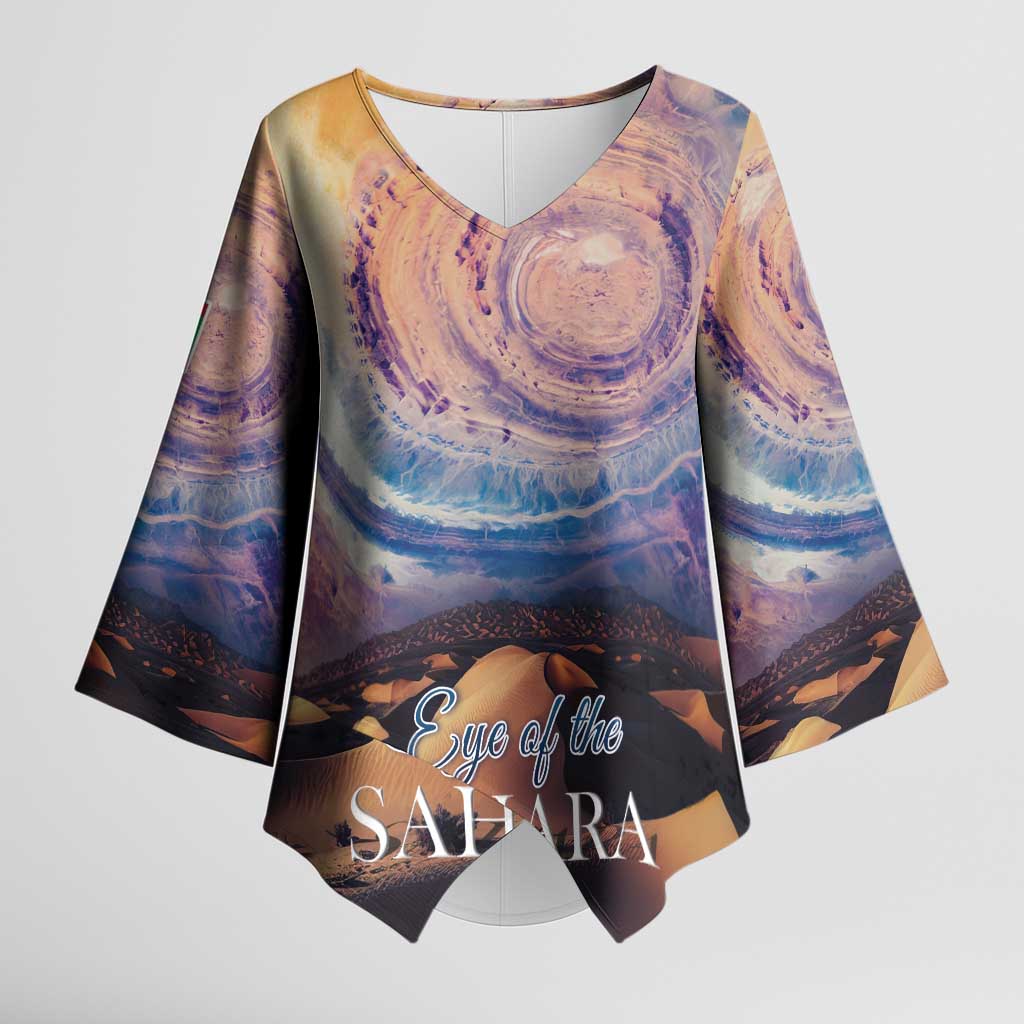 Mauritania Richat Structure Kimono Sleeve Blouse Eyes of the Sahara - Wonder Print Shop